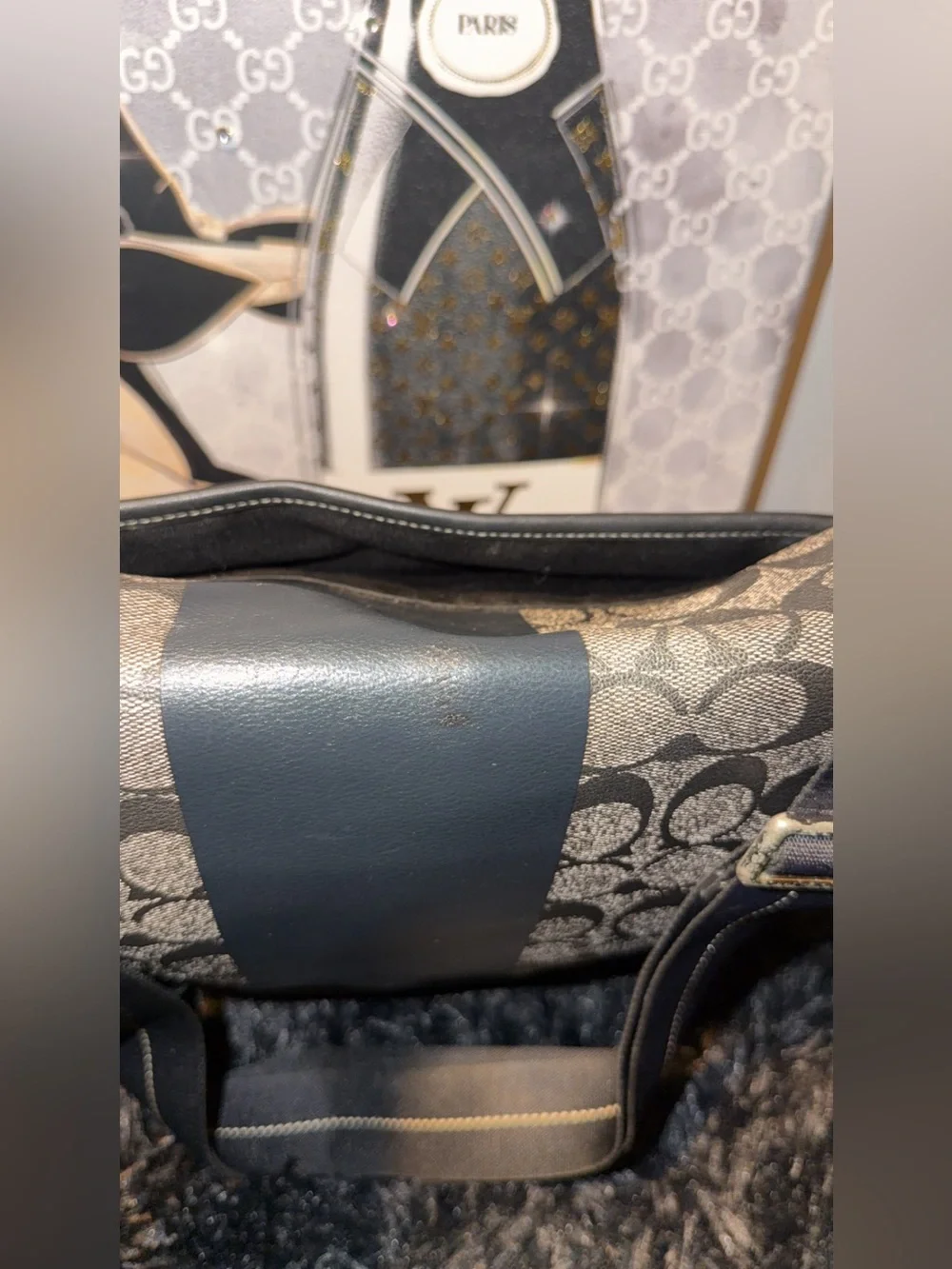Coach Heritage Stripe Map Bag